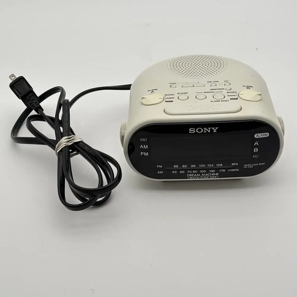 Sony Dream Machine AM/FM Dual Alarm Clock Radio White # ICF-C318 Tested - Works